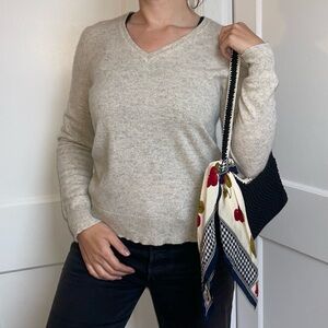 Lord & Taylor grey cashmere V-neck sweater